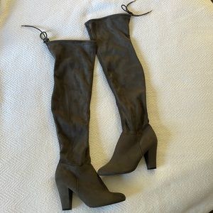Call It Spring Gray Suede Over the Knee Boots